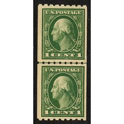 #410 1¢ Washington, Green, Coil Line Pair VLH