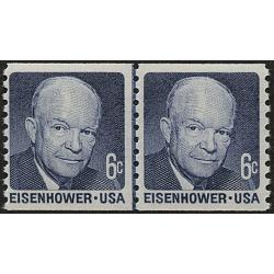 #1401 6¢ Eisenhower, Coil Line Pair, Shiny Gum