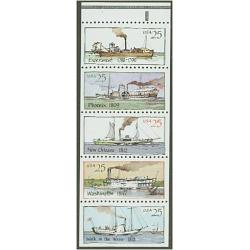 #2409a Steamboats, Booklet Pane of Five