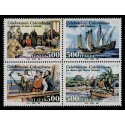 #2623a Italy #1880a Joint Issue, Columbus Voyages, Block of Four