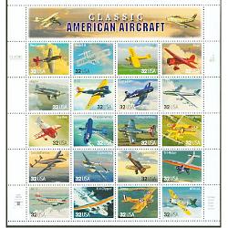 #3142 Classic Aircraft, Sheet of 20 Stamps
