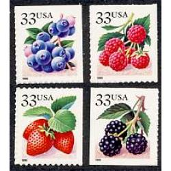#3294-97 Fruit Berries, Set of Four Singles, 11¼x11½ 1999 Year Date