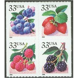 #3301a Fruit Berries, Booklet Pane of Four