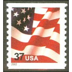 #3631 USA & Flag, Coil Stamp - Water-Activated Perforated 10