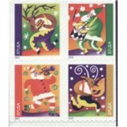 #3828a Holiday Music Makers, Block of Four from Vending Booklet