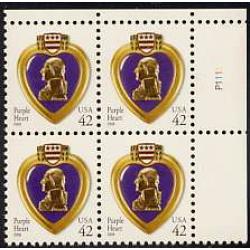 #4263 Purple Heart, W-A 42¢ Plate Number Block of Four