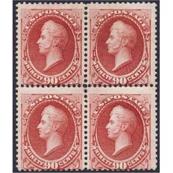 #191 90¢ Perry Carmine, LH Block of Four