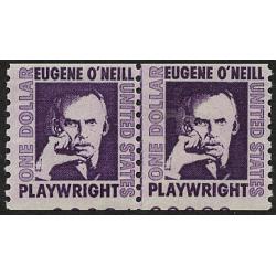 #1305C Eugene O'Neill, Coil Line Pair, Shiny Gum, Partial Plate Number