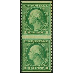 #538a 1¢ Washington, Green, Imperforate Vertical Pair