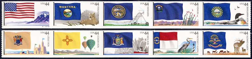#4307a & 4312a Flags of our Nation, Two Strips of Five (4th of 6)