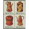 #1778a Pennsylvania Toleware Folk Art, Block of Four