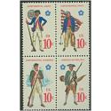 #1568a Military Uniforms (Bicentennial), Block of Four