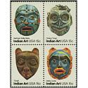 #1837a Indian Masks, Block of Four