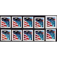 #3978//85 Flag & Lady Liberty, Denominated, Complete Set 10