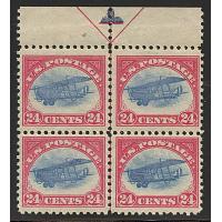 #C3 24¢ Carmine Rose & Blue, Curtis Jenny, Arrow Block of Four NH, F-VF