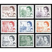 #454-60+543-4 (9) Low Value Definitives, NH