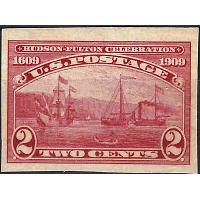 #373 2¢ Hudson-Fulton, Carmine Imperforate, NH