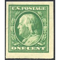 #383 1¢ Franklin, Green, Never Hinged