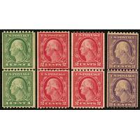 #486-489 1¢-3¢ Washingtons, Conplete Set of Four Line Pairs