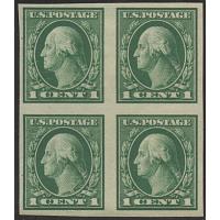 #409 2¢ Washington, Carmine Type I, Block of Four, Hinged