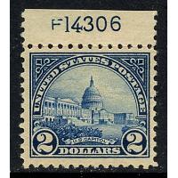 #572 $2 Capitol, Deep Blue, VF NH, Plate number Single
