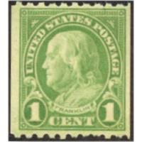 #604 1¢ Franklin Coil, Perforated 10 Horizontally