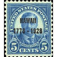 #648 5¢ Roosevelt Dark Blue, Hawaii Overprint, VF NH