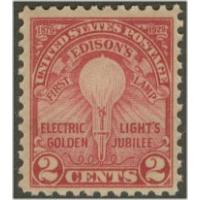 #654 2¢ Thomas Alva Edison, First Lamp, Flat Plate, Perforated 11