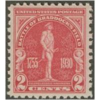 #688 2¢ Battle of Braddock's Field, Carmine Rose, 175th Anniversary