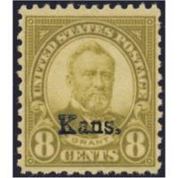 #666 8¢ Grant, Olive Green "Kans." Overprint, NH