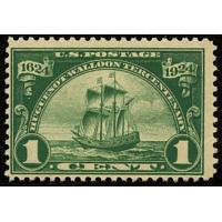 #614 1¢ Ship "New Netherlands", Dark Green, NH, Fine