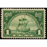 #614 1¢ Ship "New Netherlands", Dark Green, VLH, Fine-Very Fine