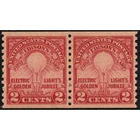 #656 2¢ Thomas Alva Edison First Lamp, Coil Pair, VF NH