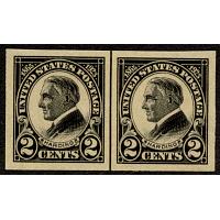 #611 2¢ Harding Black, Imperforate Pair, NH