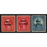 #646-48 Molly Pitcher & Hawaii Overprints, VF NH