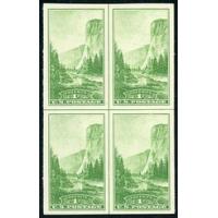 #756 Yosemite Imperforate Center Line Block of Four