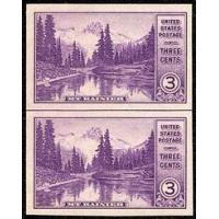 #758 Mirror Lake Imperforate, Vertical Pair Horizontal Line