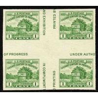 #766a Chicago Fair, Imperforate, Cross Gutter Block