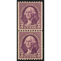 #722 3¢ Washington Purple, Coil Line Pair, Perforated 10 Horizontal