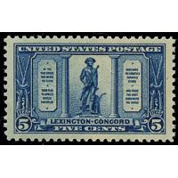 #619 5¢ Lexington - Concord, The Minute Man, NH Extra Fine - Superb