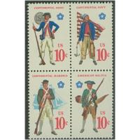 #1565-68 Military Uniforms (Bicentennial),  Four Singles