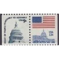 #1623d Right to Assemble Booklet, Attached Pair (#1590 & 1623)