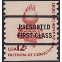 #1816a Conscience Torch, Bureau Precancel Coil, "Presorted First Class"
