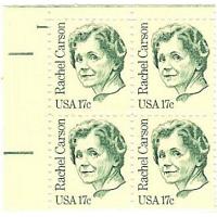 #1857 Rachel Carson, Plate Number Block of 4
