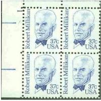 #1866 Robert Millikan, Plate Block of Four