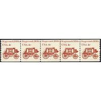 #1898A Stagecoach, PNC Plate Number Coil Strip of 5, #3
