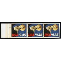 #1909a Eagle, Booklet pane of 3