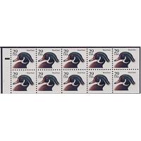 #2484au Wood Duck, Unfolded Booklet Pane of Ten