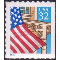 #2920 Flag over Porch, Booklet Single S-A Die-cut 8.8, Large Blue 1995