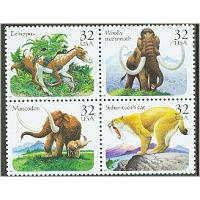 #3077-80 Prehistoric Animals,  Four Singles
